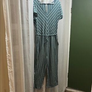 Sonoma Teal and White Striped Jumpsuit